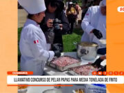 Cajamarca: llamativo concurso de pelar papas para media tonelada de frito