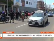 Trujillo: empiezan a multar con 660 soles a dos personas en una moto