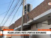 Trujillo: poste de luz a punto de desplomarse genera alarma en la calle Venezuela