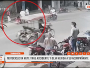 Motociclista huye tras choque y deja dos heridos en Tarapoto