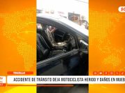 Trujillo: accidente de tránsito deja motociclista herido y daños en mueblería