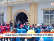 Huelga de obreros municipales en Chepén cumple ocho días por deuda de tres meses