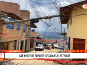 Cajamarca: cae poste de soporte de cables eléctricos