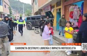 Huamachuco: camioneta destruye librería e impacta motocicleta