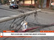 Trujillo: poste se desploma y vecinos piden urgente intervención