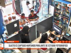 Trujillo: sujeto es captado hurtando parlante de estudio fotográfico