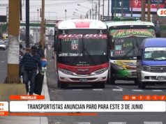 Trujillo: transportistas anuncian paro para este 3 de junio
