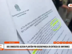 Trabajadores y serenos realizan plantón frente a Municipalidad de Trujillo