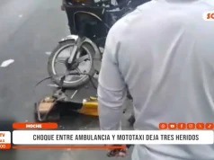 Moche: choque entre ambulancia y mototaxi deja tres heridos