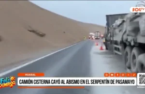 Huaral: camión cisterna cayó al abismo en el serpentín de Pasamayo
