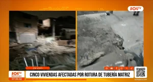 El Porvenir: rotura de tubería deja viviendas afectadas