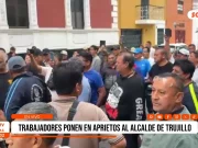 Trujillo: trabajadores municipales increpan al alcalde Mario Reina durante protesta sindical