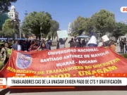 Áncash: trabajadores CAS de la Unasam exigen pago de CTS y gratificación