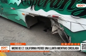 Trujillo: micro de E.T. California pierde una llanta mientras circulaba