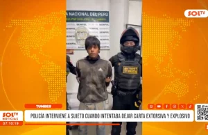 Tumbes: policía interviene a sujeto cuando intentaba dejar carta extorsiva y explosivo