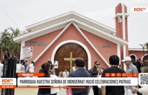 Trujillo: fieles participan en izamiento del Pabellón Nacional en la parroquia Nuestra Señora de Monserrat