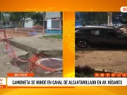 Trujillo: camioneta cae en zanja de alcantarillado en avenida Húsares de Junín