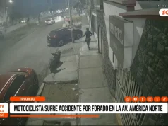 Trujillo: motociclista sufre accidente por forado en av. América Norte