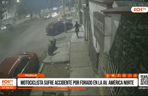 Trujillo: motociclista sufre accidente por forado en av. América Norte