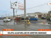 Huanchaco: colapso de alcantarillado genera inundación y caos en carretera