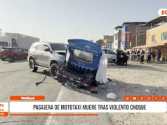 Trujillo: pasajera de mototaxi muere tras violento choque