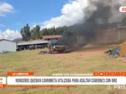 Huamachuco: ronderos queman camioneta utilizada para asaltar camiones con oro