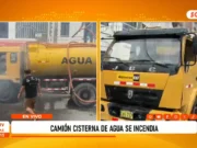 Trujillo: camión cisterna de agua se incendia y conductor logra controlar las llamas