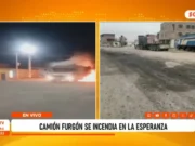 La Esperanza: incendio consume parte de camión que transportaba presuntos residuos químicos